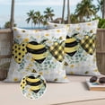 thumbnail image 2 of Bees Loves Outdoor Pillow Covers Pack of 2 Vintage Country Yellow Bee Plaid Dot Love Floral Grey Plaid Waterproof Throw Pillow Covers Decorative Cushion Cases for Patio Garden Tent Balcony 18x18 inch, 2 of 9