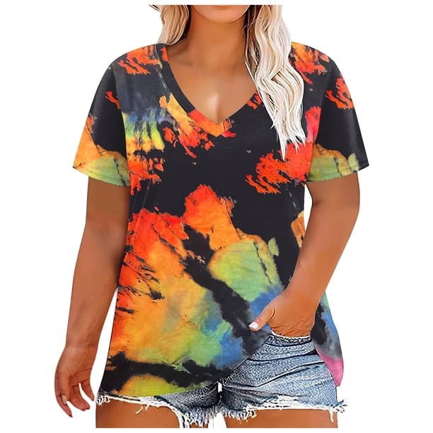 Camisetas de Manga Corta para Mujeres, Camiseta de Cuello Redondo con Impresión Casual Top Hecha de Poliéster Cómodo para Todo el Uso Diario de Temporada, Camisetas para Mujeres Casual