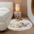 thumbnail image 3 of Round Area Rug 3ft, Easter Egg Rabbit Retro Linen Non-Shedding Washable Area Rug, Butterfly Leaf Pink Checkered Non Slip Low-Profile Circle Rugs for Living Room, Bedroom Dining Room, 3 of 9