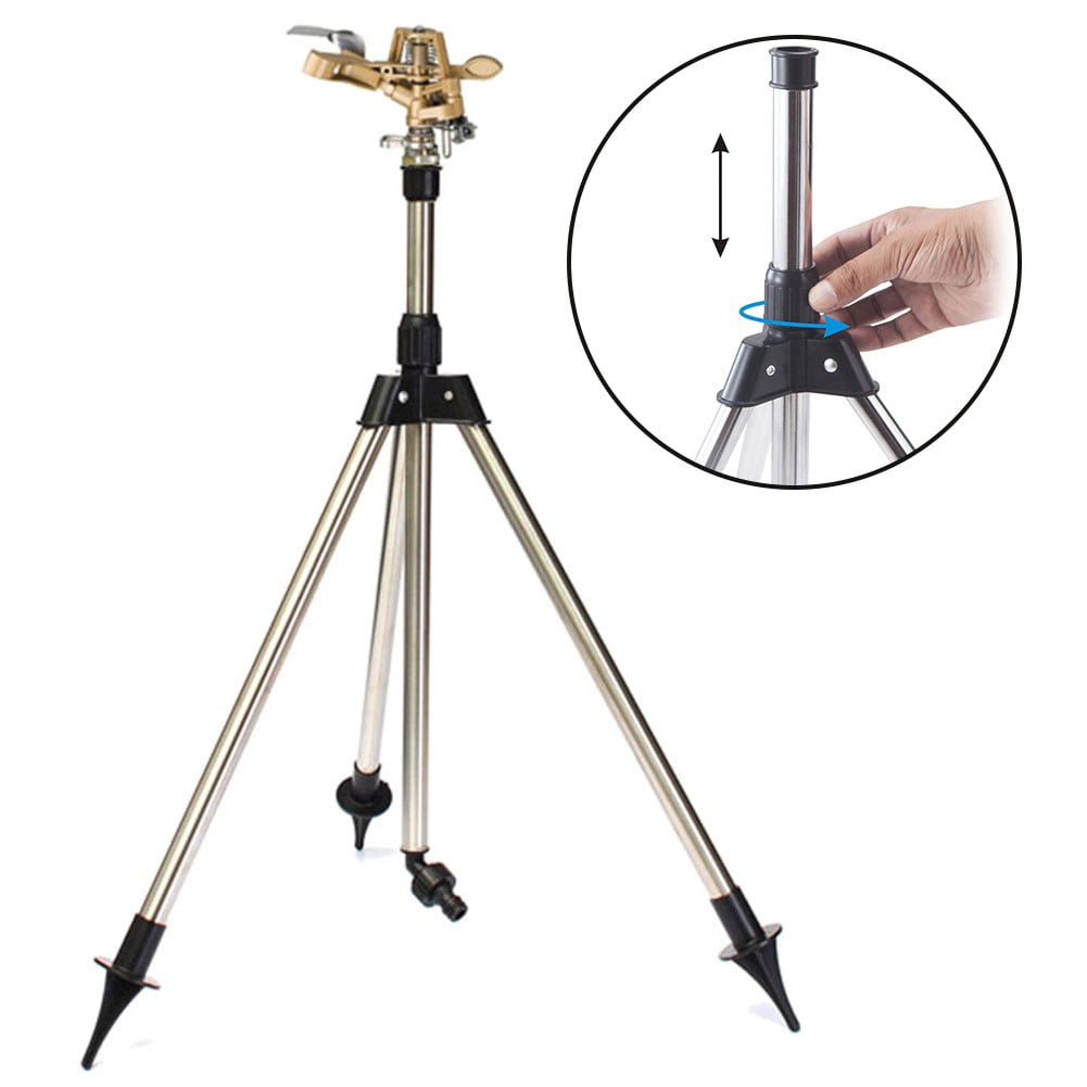 RANME 90Cm Rotating Metal Tripod Sprinkler Adjustable Height Stand Large Coverage Area