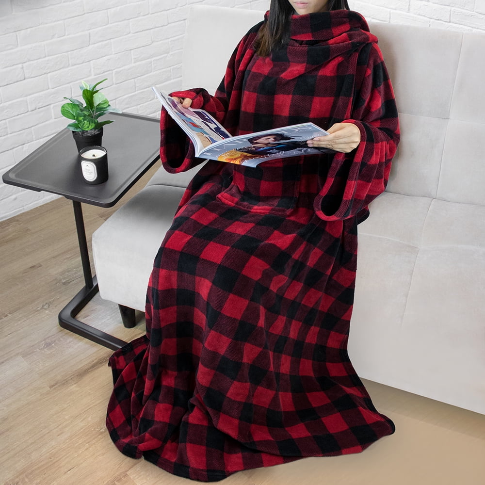 Premium Fleece Blanket with Sleeves for Adult, Women, Men Warm, Cozy