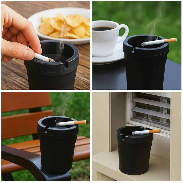 cigarette bucket with lid 2 Pack Butt Bucket Smokeless Ashtrays Travel Auto Cigarette Odor  Extinguishing