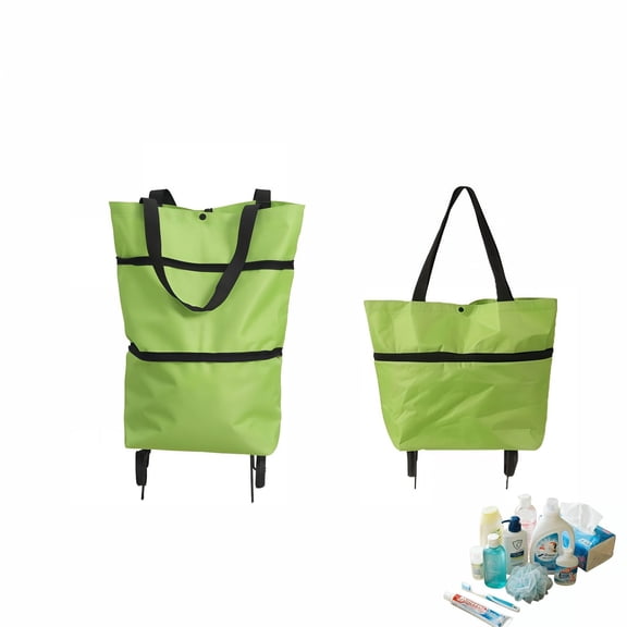 Easeprosper Foldable Rolling Backpack Style Reusable Shopping Bag, Green