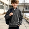 thumbnail image 6 of Iyufng Boys Kids Waffle Texture Quarter Zip Mock Neck Sweatshirts Ribbed Cuff & Hem Relaxed Fit Daily School Long Sleeve Pullover, 6 of 9