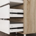 thumbnail image 2 of KULAGAGA  White & Oak Kitchen Pantry with Hutch, 4-Drawer Baker's Rack Buffet, and Microwave Stand, 2 of 8