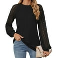 thumbnail image 2 of TYGHBN Ladies Autumn and Winter Lace Patchwork Round Neck Loose Long Sleeves Short Sleeve Sports Shirts Women Sports T Shirt Long Sleeved Tops Womens Sleeve Pack Long Sleeve Tees for Women Pack Shirt, 2 of 4