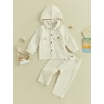 thumbnail image 2 of Toddler Girls Boys 2-piece Outfit, Long Sleeve Hooded Button Closure Jacket with Pants Set, 2 of 8