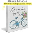 thumbnail image 3 of Zomyto 7x7 Inch Life is an Adventure Enjoy the Ride Wooden Box Sign Farmhouse Bicycle, 3 of 7
