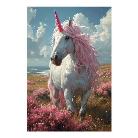 Diamond Painting Kits for Adults - Pink Flower White Horse5d Diy Full Drill Diamond Art Kits for Adults Kits Gem Art Rhinestones Craft for Wall Home Decor Gifts(No Frame)