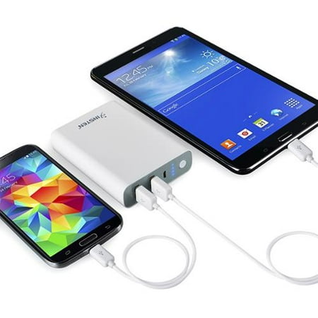 Insten Dual USB Port 10400mAh Power Bank External Battery Charger For Tablet Smartphone iPhone X 8 7 6 6S 7+ Plus SE iPad Air Mini Pro Tab S Galaxy S9 S9+ S8 S7 Note 8 5 LG K8v K20 Stylo 3 (Free cable