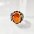 thumbnail image 2 of Baltic Amber Mans Ring, Natural Baltic Amber ring, Silver Jewelry, 925 Silver Ring, Birthday Gift, Heavy Mens Ring, Arabic Design, Ottoman Style Ring, Christmas, Turkey Mens Signet Ring, 2 of 7