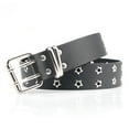 thumbnail image 1 of Cinturón de cuero de PU con doble ojal para mujeres/hombres Punk metal Jean cinturón ancho 1,5 pulgadas, 1 of 6
