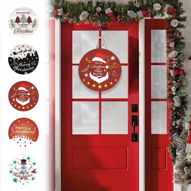 Adorno Navideño Colgante de Madera, Multicolor, 15X15Cm | Letrero Festivo para Puerta o Pared - 230G - 1 Unidad