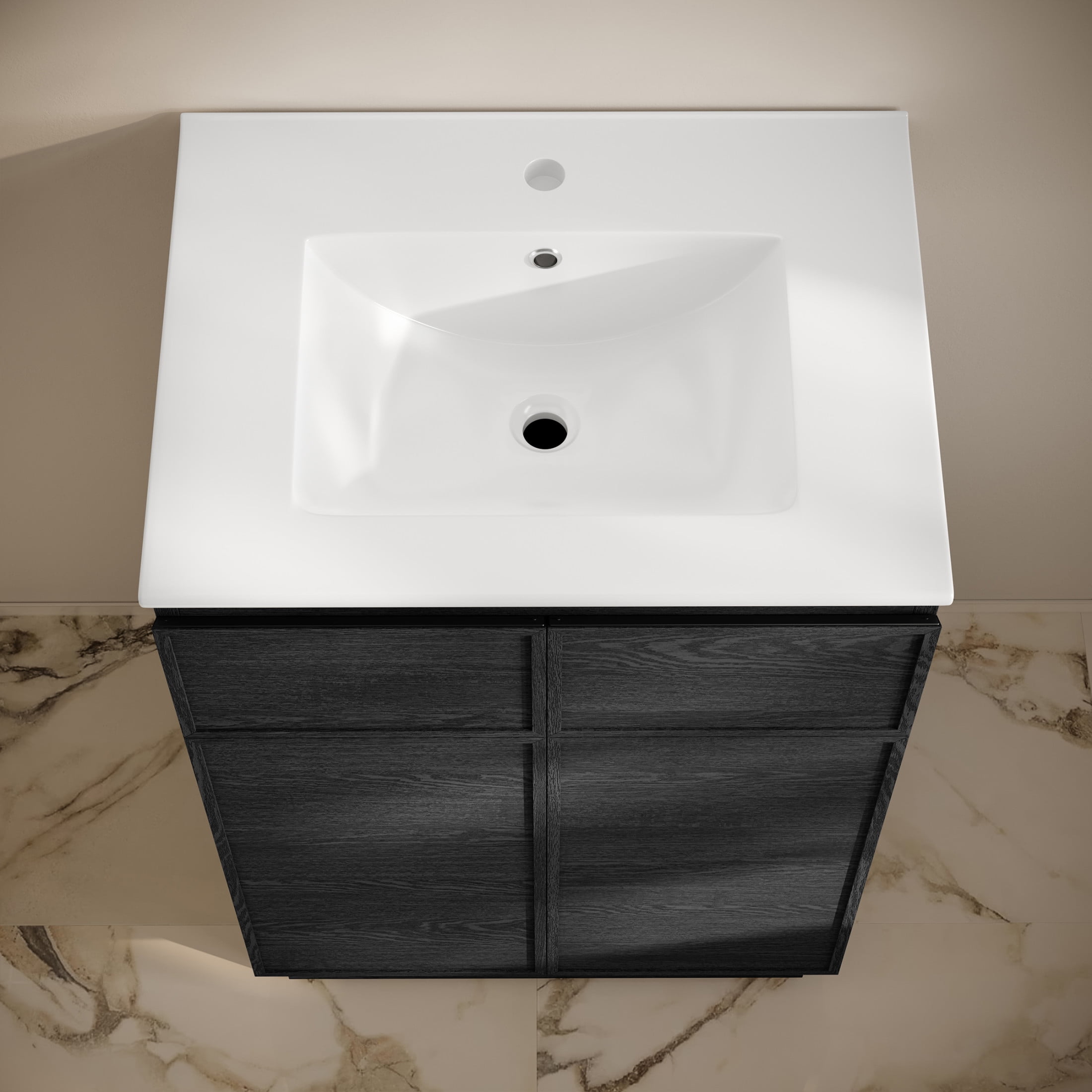 St. Tropez 24" Freestanding Bathroom Vanity in Black Oak with Sink Top