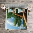 thumbnail image 3 of Ambesonne Beach Quilted Bedspread Set 3 Pcs, Nautical Sand Landscape, Queen Size, Green Ivory Blue, 3 of 3