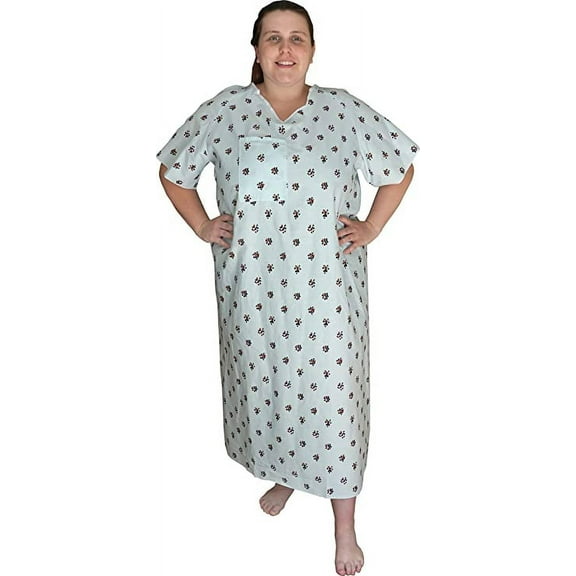 2 Pack - IV Hospital Gown 2 Back Tie Overlap, Multi Print - Unisex - One Size fits Most Small - XL Men and Women