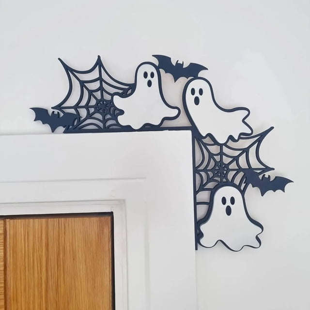 Adorno de metal para puerta de Halloween, decoración del hogar de Halloween, letrero de calabaza, decoración de esquina de puerta de ventana de mesa de Halloween para fiesta de Halloween, decoración d