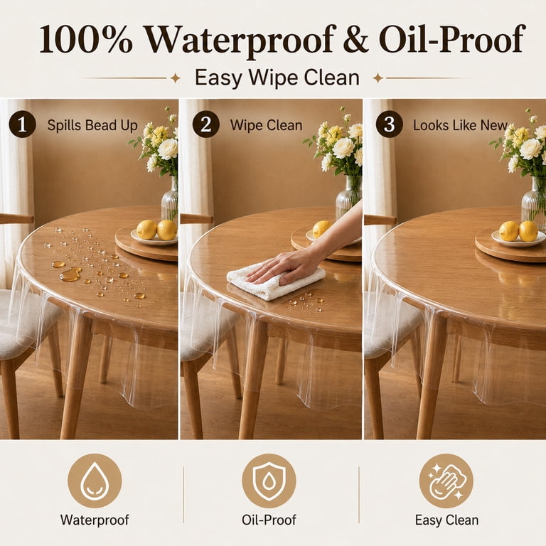 Inosoo Clear Vinyl Table Protector, 48" Round photo 2