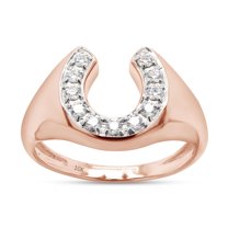 1/3 Carat Round Cut Lab Created Moissanite Diamond Horseshoe Statement Ring In 10K Solid Rose Gold Jewelry For Men (G-H Color, VVS1 Clarity, 0.33 Cttw)-9