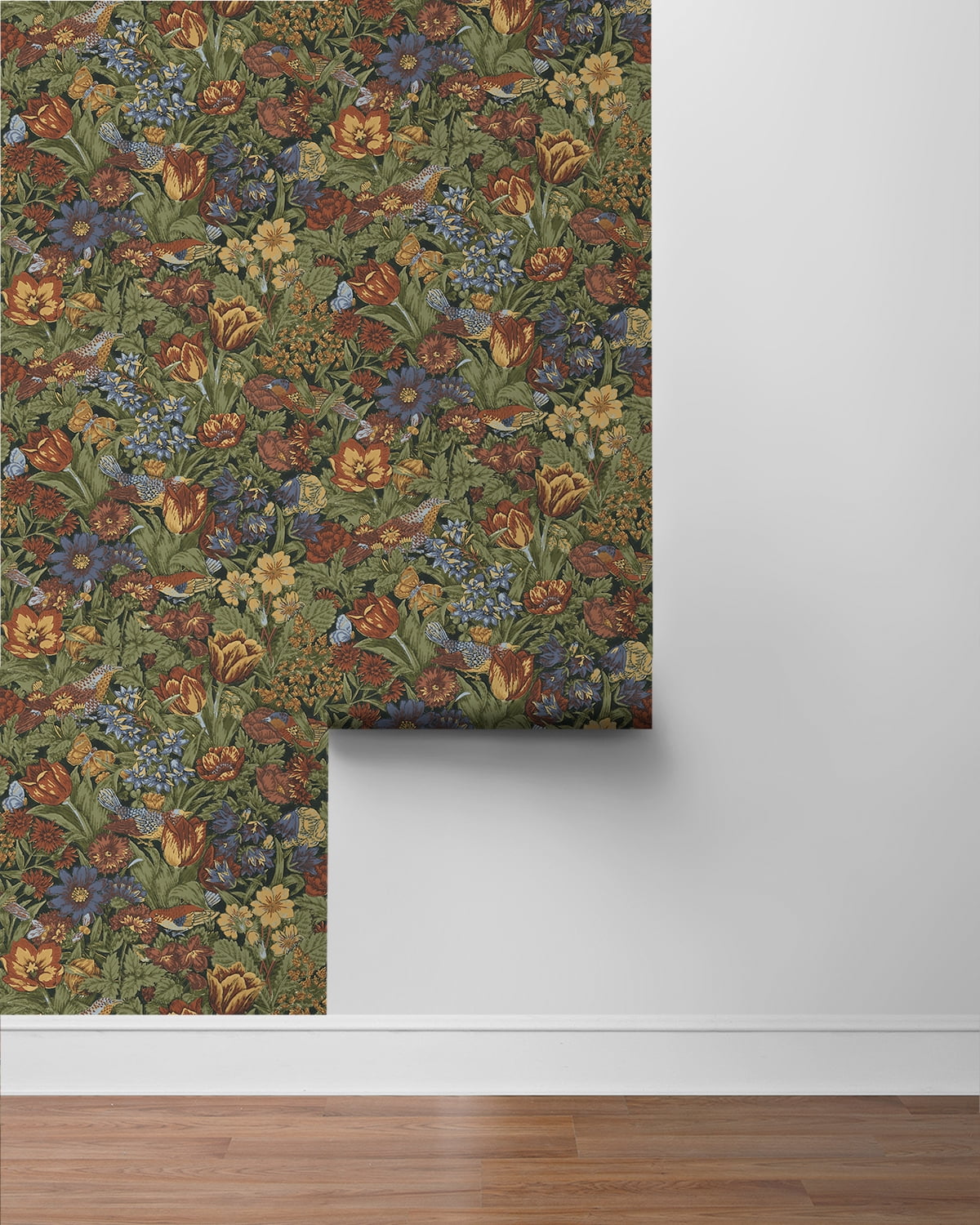 NextWall  Bird Floral Peel and Stick Wallpaper 20.5 in. W x 18 ft. L - Russet & Riverside