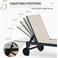 thumbnail image 4 of PURPLE LEAF Outdoor Chaise Lounge with Wheels for Outside 2 Pieces Aluminum Patio Lounge Chair with 5 Adjustable Position Recliner for Patio, Beach, Yard, Pool, Side Table Included, Beige, 4 of 11