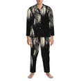 thumbnail image 3 of Fuzoiu black Easter eggs Print Men's Long-Sleeved Pajama,Lounge Button Down Nightwear,Mens Notch Collar Pajama Set-Large, 3 of 7