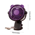 thumbnail image 3 of COM1950s Clip on Fan USB Rechargeable, Portable Desk Fan Mini with Ambient Light and Bear Ear Design, Quiet Stroller Fan for Dorm, Office and Travel, 3 of 6