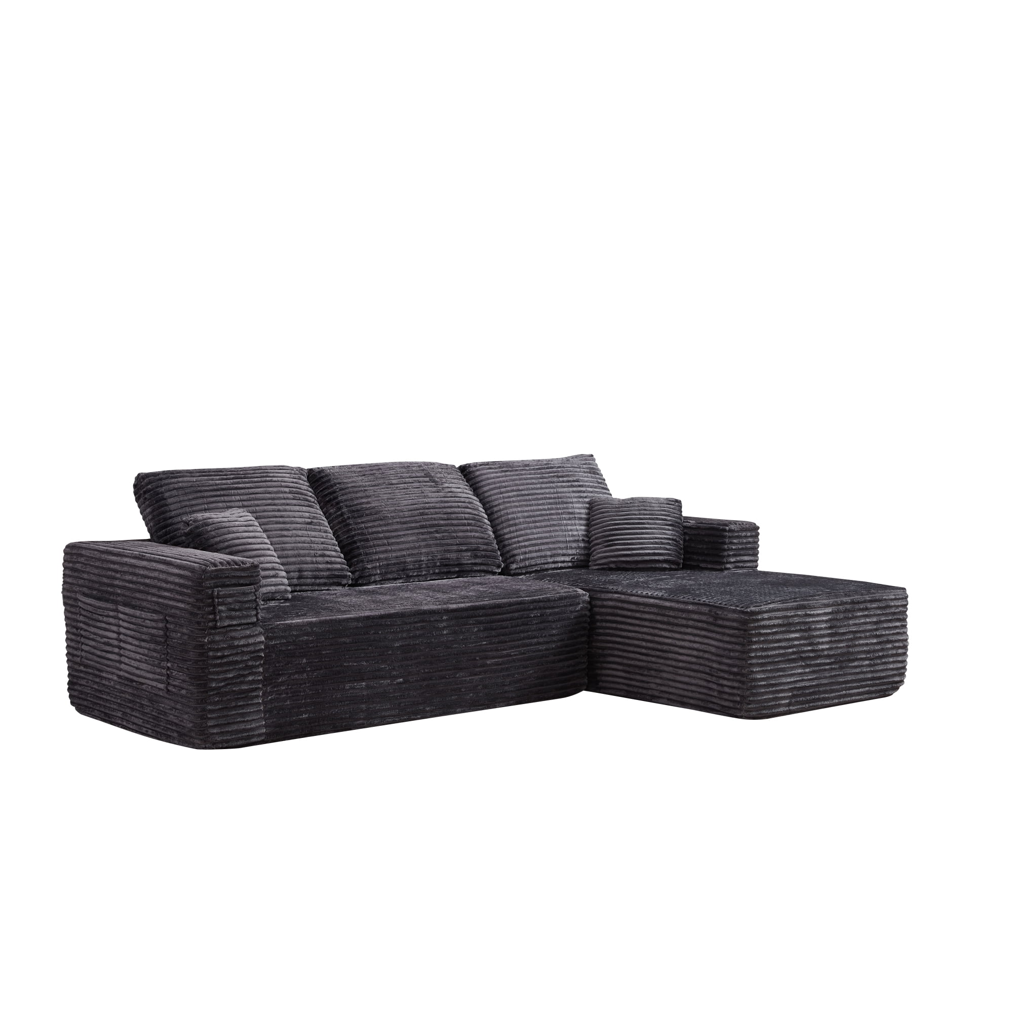HOQBN 100.39" Cloud Sectional Couch with R-Shape Chaise,Modern Modular Sofa with Deep Seat,No Assembly Required,Compressed Packaging for Living Room Grey