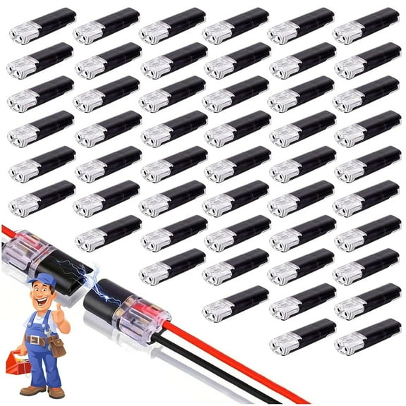 Double Wire Lock-Grip Connector, 2-Pin Solderless WireConnector – Compact Plug for Led Strips, Double Wire Plug in Connector for Automotive, DIY Projects