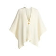 thumbnail image 5 of Time and Tru Women's Rib Knit Fashion Coverup With Button, One Size, Ivory, 5 of 5