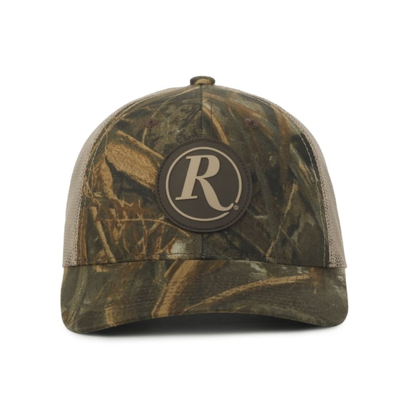 Remington Structured 6-Panel Trucker Hat – Realtree Max-7 Camo Meshback Cap with Patch Logo, One Size
