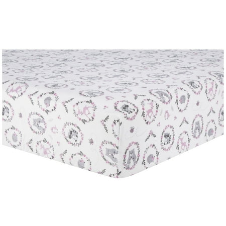 UPC: 0846216064845 | Trend Lab Woodland Portraits Flannel Fitted Crib Sheet. Sheet is 100% Cotton in Colors of White  Pink and Gray and is Fully Elasticized with 10- Inch Deep Pockets  Fits a Standard Crib Mattress.