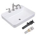 thumbnail image 1 of Aquaterior Rectangle Drop In Bathroom Sink w/ 3 Hole Faucet Widespread 2 Handle, 1 of 9