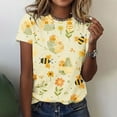 thumbnail image 2 of World Bee Day Shirt for Women Cute Floral Bee Print Short Sleeve Tops Summer Crew Neck Pullover for Celebration Party, 2 of 5