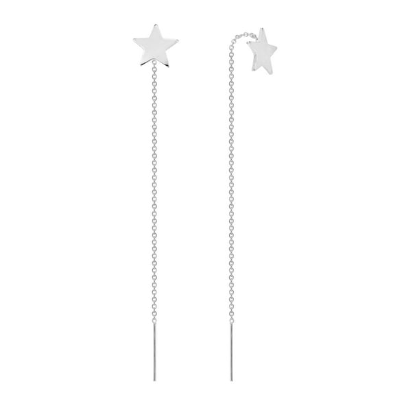 AeraVida Shining Stars on a Chain Sterling Silver Slide-Through Dangle Earrings