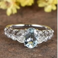 thumbnail image 2 of HeartsAndYou 2ct Natural Aquamarine & Diamond Ring Leaf Accent 100% REAL 14k SOLID White Gold, 2 of 9