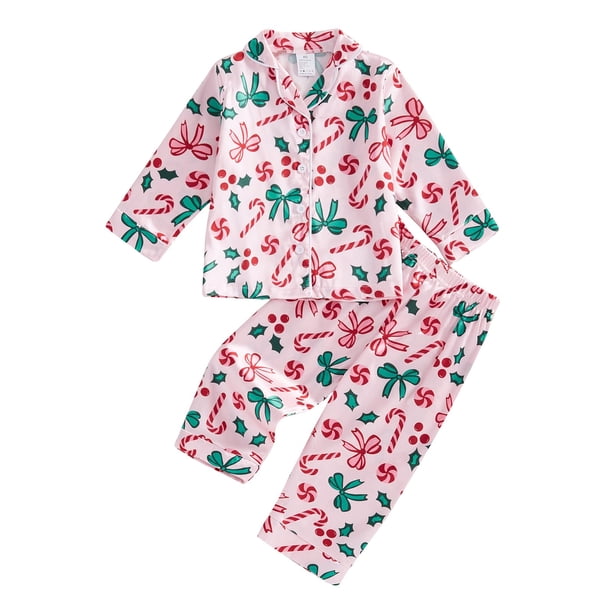 Conjunto de Pijama de Satén para Niños Fsadfeas Rosa Bastón de Caramelo 11-12 Años