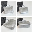 thumbnail image 5 of Soft Glossy PVC Tote Bag for Women, Silver, Lightweight Large Handbag for Daily Shopping Commute, 5 of 7