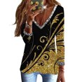 thumbnail image 4 of Hfyihgf Womens Tops Dressy to Wear with Leggings Sequins Trim V Neck Glitter Printed Graphic Elegant Long Sleeve T-Shirts Blouses(Yellow,S), 4 of 5