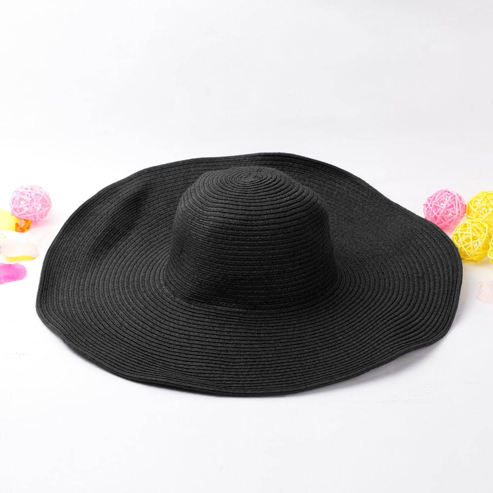 black straw beach hat