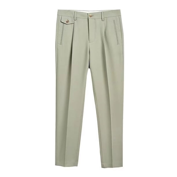 Pantalones largos para hombre, estilo moderno, estilo tubo recto, de color liso, de poliéster.