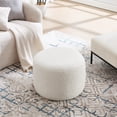 thumbnail image 2 of Zesthouse 22.6" Wide Round Ottoman, Modern Ottoman Coffee Table for Living Room, Fuzzy Sherpa Couch Foot Rest, Upholstered Footstool for Makeup Room, Bedroom, Entryway, White, 2 of 9