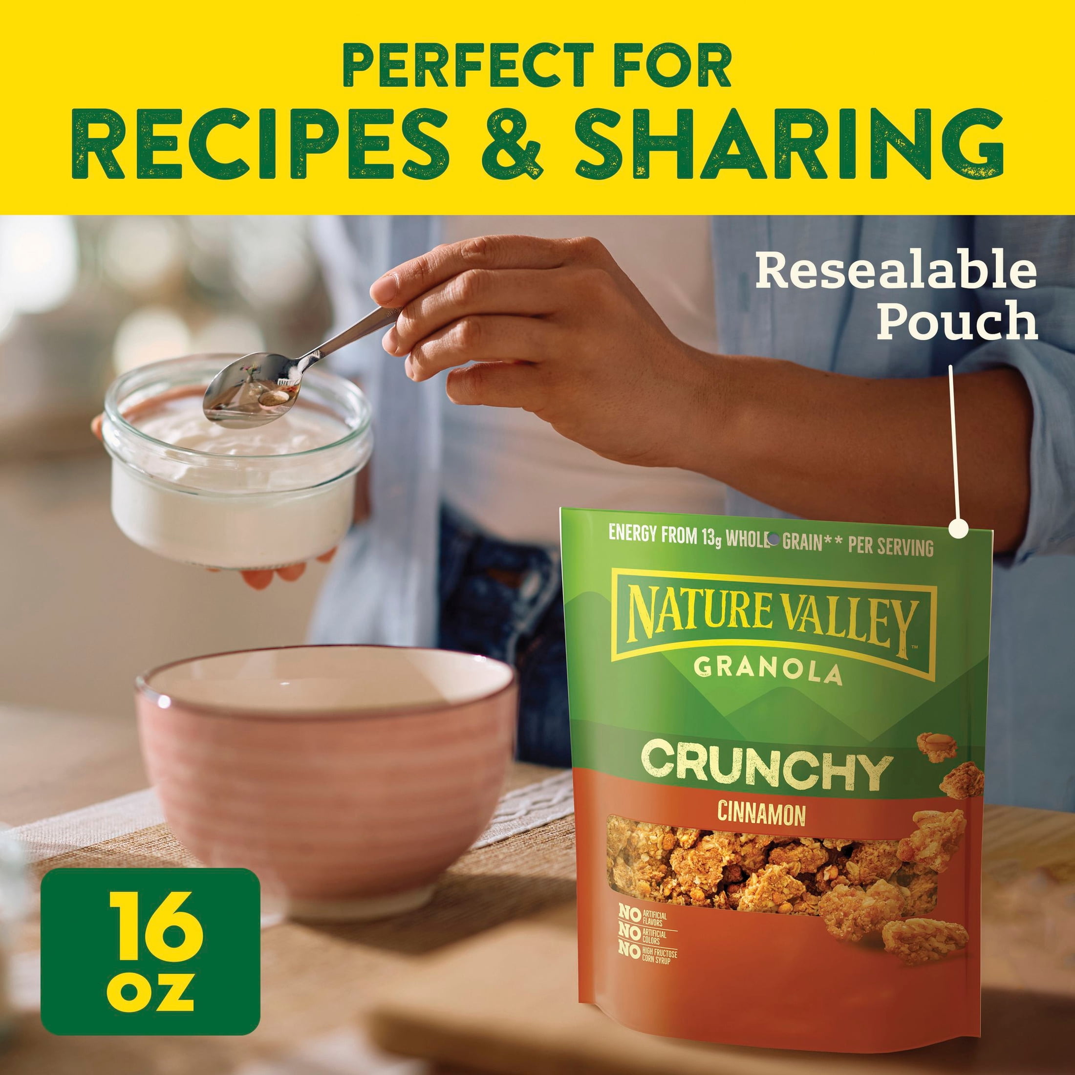 (3 pack) Nature Valley Crunchy Cinnamon Granola Pouch, 16 oz
