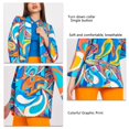 thumbnail image 3 of Long Sleeve Turn Down Collar Suit Jacket Women Single Button Colorful Graphic Print Casual Jacket, 3 of 6