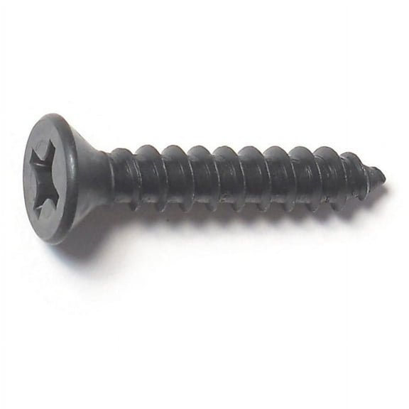 #12 x 1-1/4" Black Steel Phillips Flat Head Sheet Metal Screws (8 pcs.)