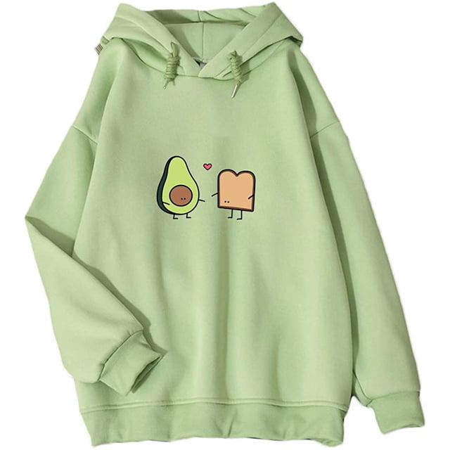 KEEVICI Cute Avocado Vegan Bread Cartoon Sudaderas con capucha para mujer Adepaton WMZY-667-1
