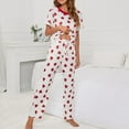 thumbnail image 2 of Women Pajama Set Sleepwear Crew Neck Heart Print Short Sleeve Comfortable for Home White XXL, 2 of 8