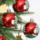 thumbnail image 5 of 30/6 piezas de bolas de Navidad con purpurina, adornos rojos y blancos para colgar en el árbol de Navidad, decoración para fiesta de Año Nuevo en el hogar, regalo de bola de Navidad, 5 of 5