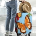 thumbnail image 3 of Stretch Luggage Cover M(22-24in)– Elastic Travel Suitcase Protector with Handle Openings & Bottom Closure, Washable Polyester Spandex Suitcases Cover, Butterfly Floral Print, 3 of 5