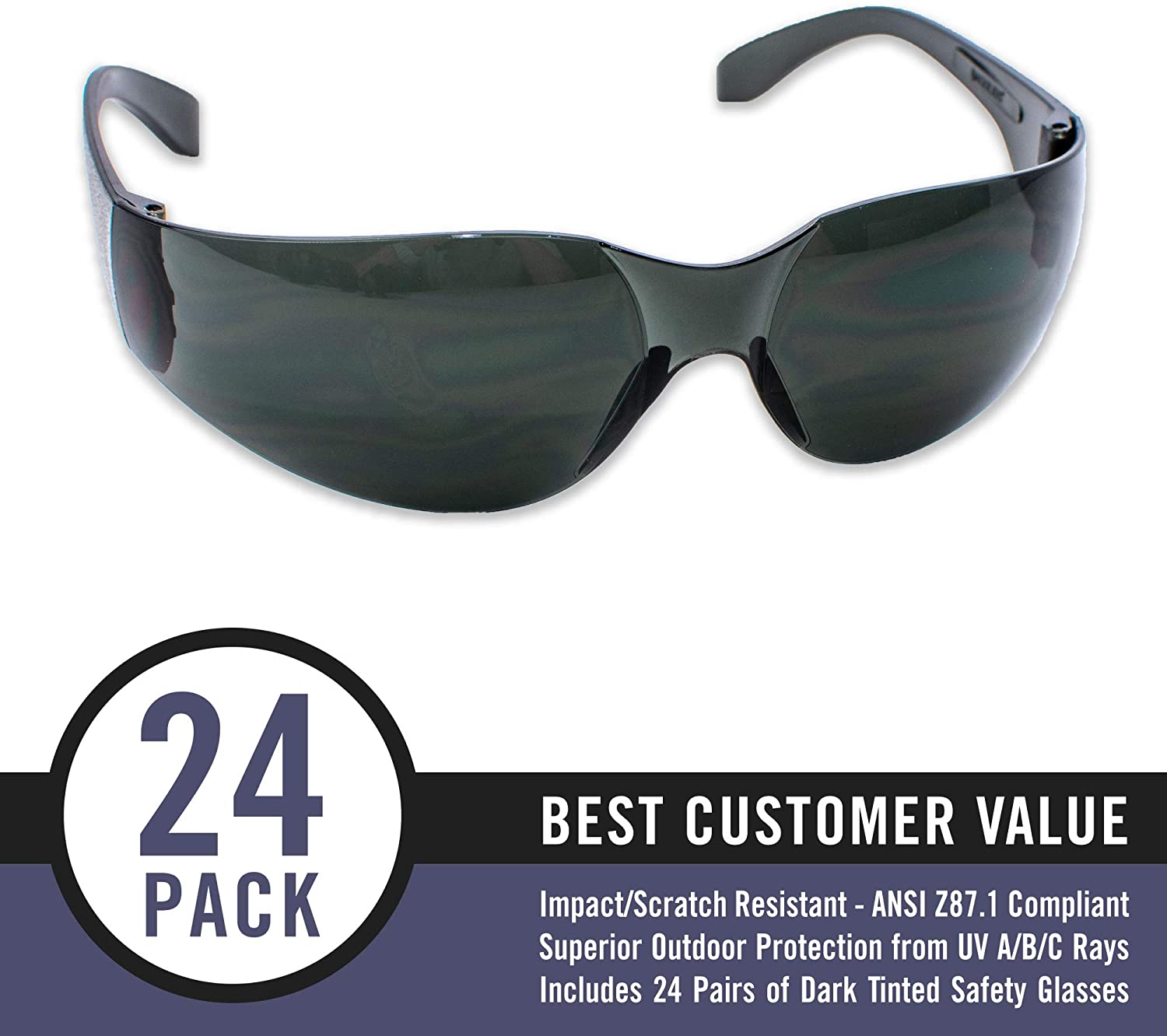特別価格24 Pack of Tinted Safety Glasses (24 Protective Shaded Safety Goggles)  UV Resistant Eye Protection Perfect for Construction, Shoot好評販売中